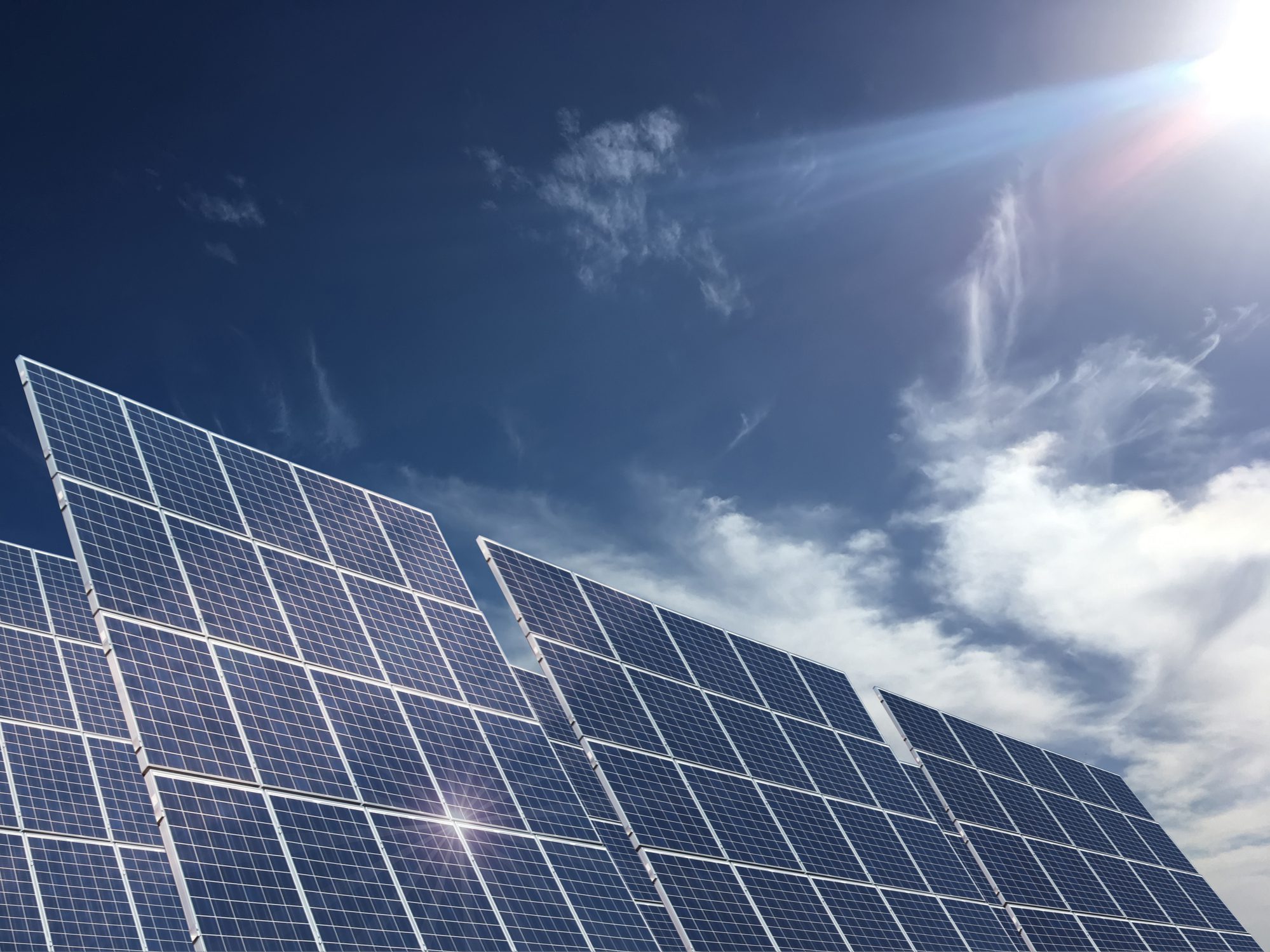 Solar panels power station renewable energy carbon